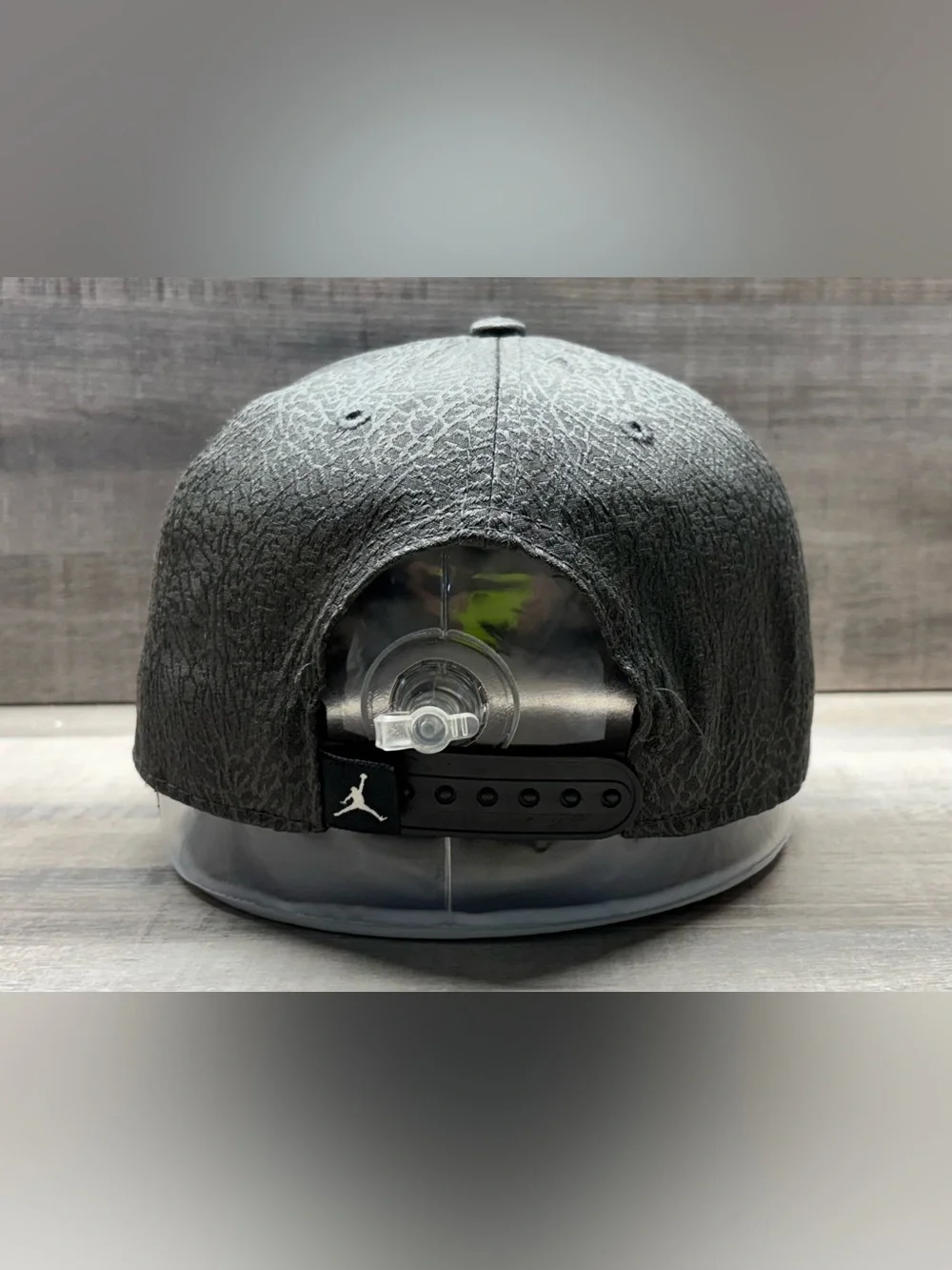 Jordan Youth Elephant Print Snapback Hat Black Jumpman Metal Logo Cap